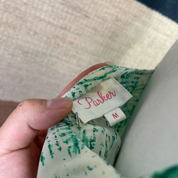 Parker Revolve Cara 100% Silk High Low Maxi Dress in Honey Dew Tracks M - Picture 6 of 9